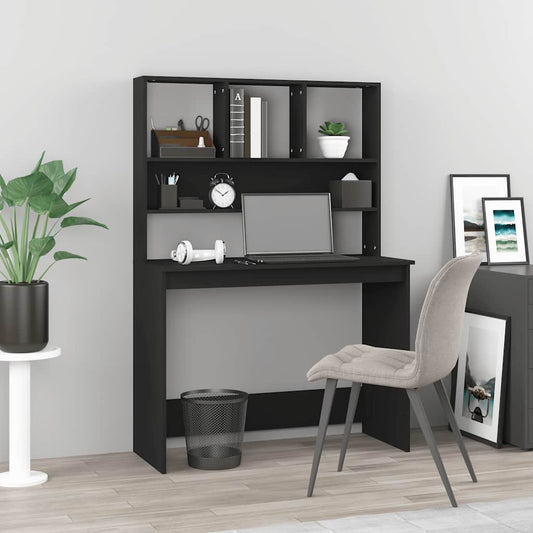 Bureau avec étagère Noir 102x45x148 cm Bois d'ingénierie