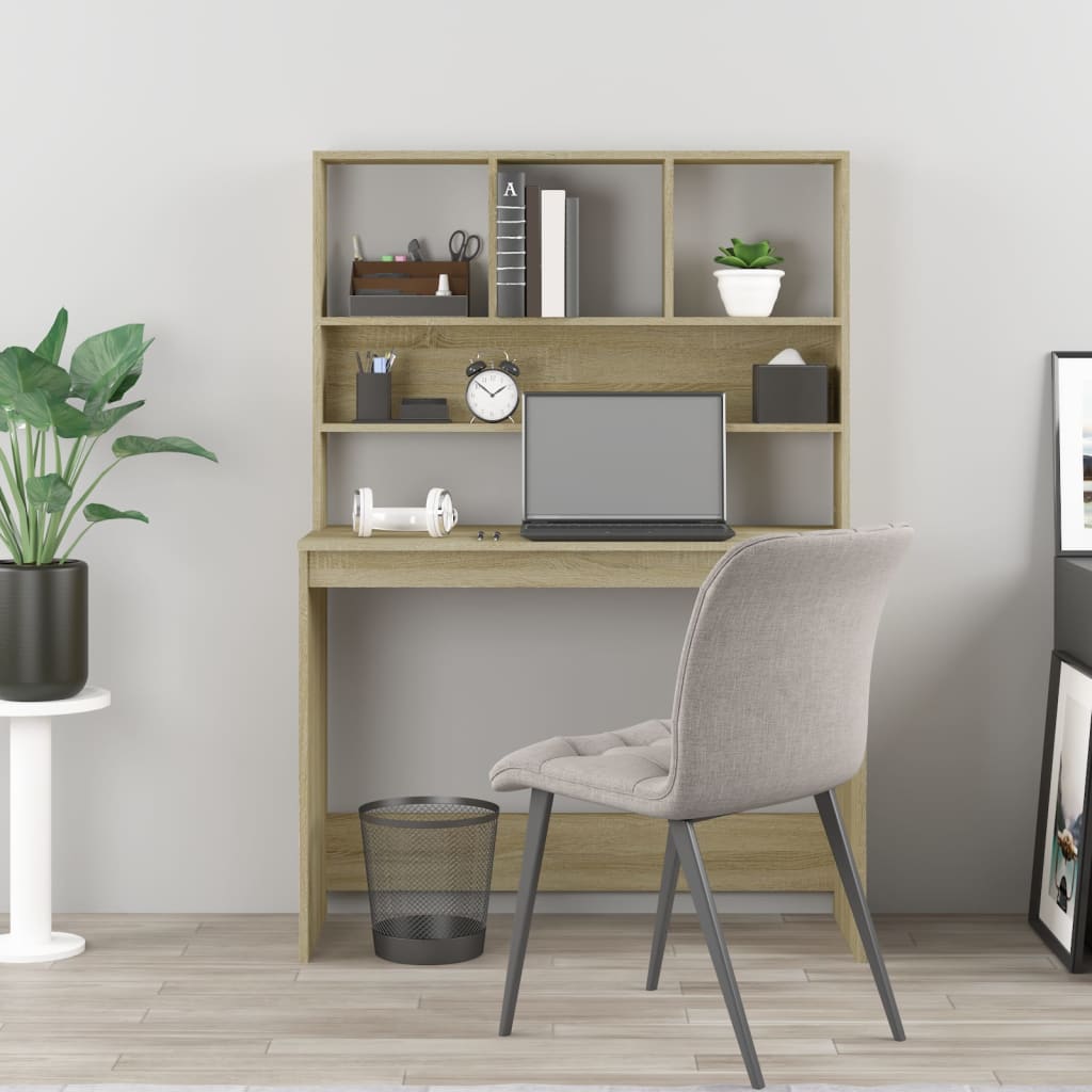 Desk with Shelf Sonoma Oak 102x45x148 cm Wood-based Material