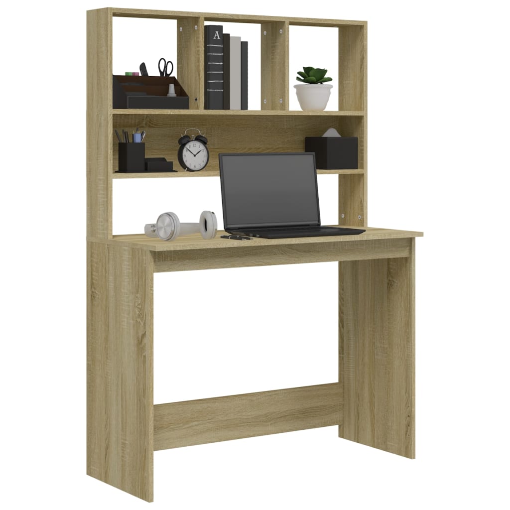 Desk with Shelf Sonoma Oak 102x45x148 cm Wood-based Material