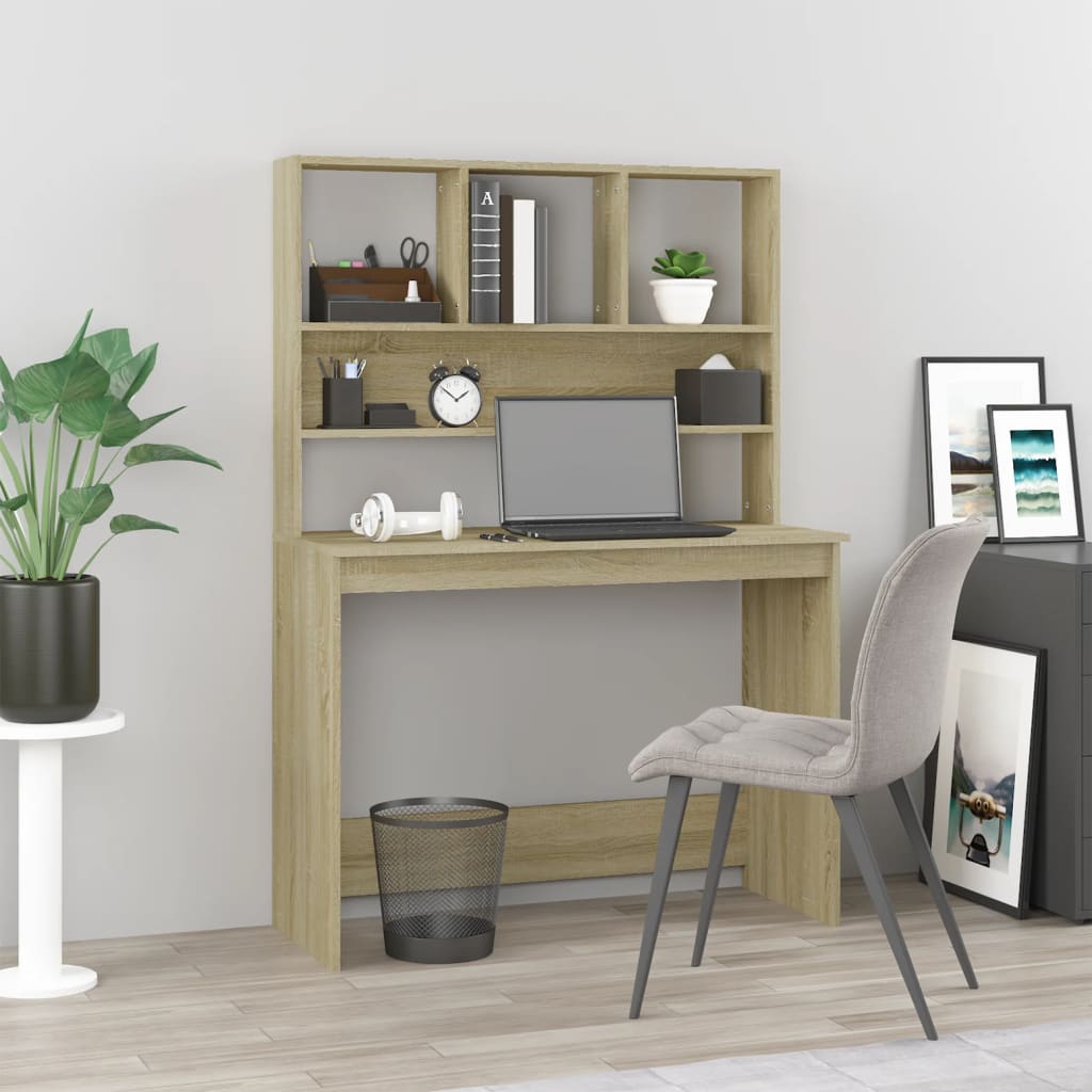 Desk with Shelf Sonoma Oak 102x45x148 cm Wood-based Material