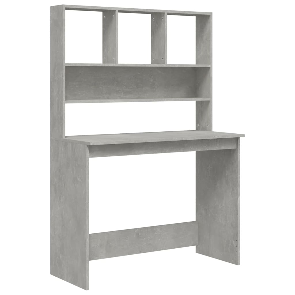 Desk with Shelf Concrete Grey 102x45x148 cm Engineered Wood