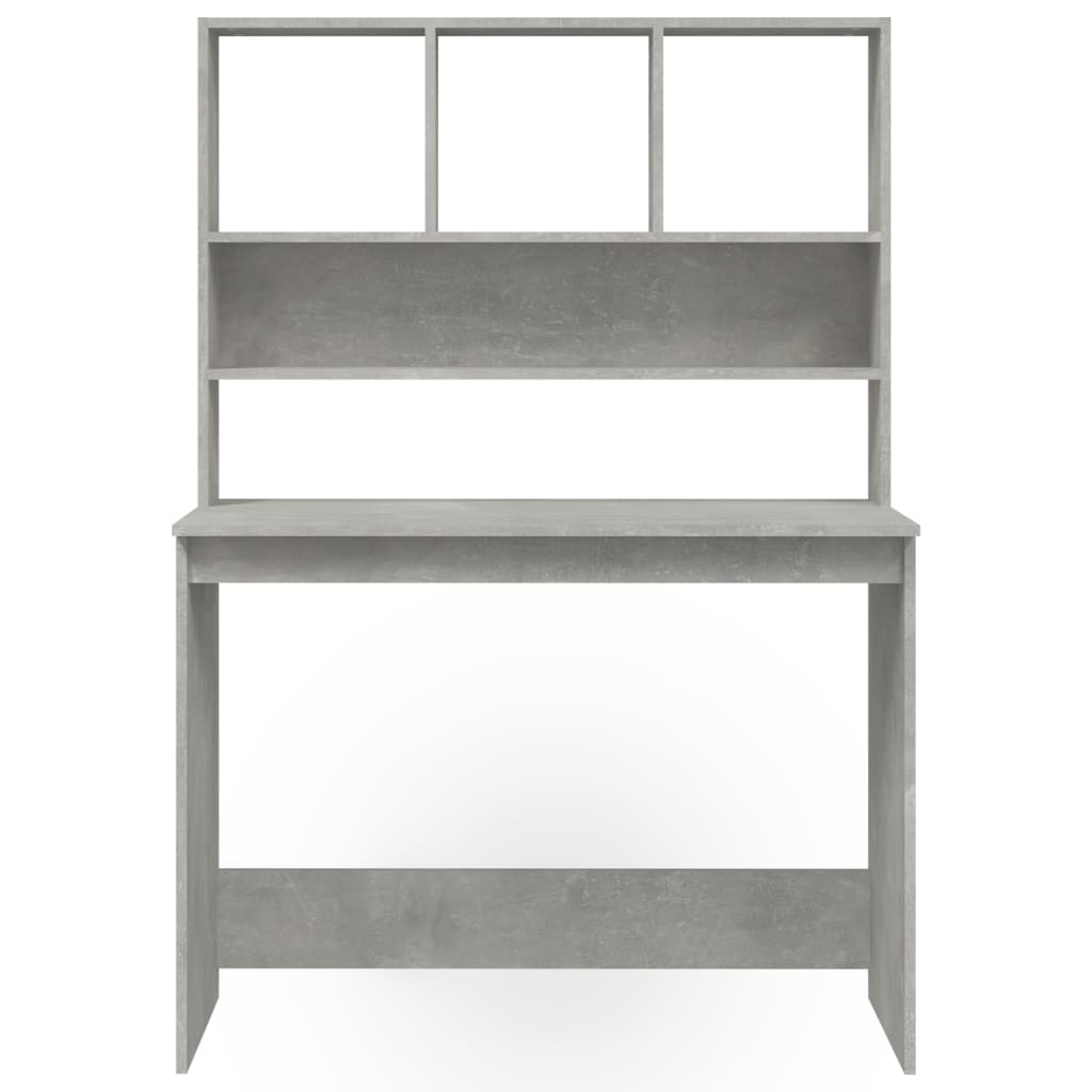 Desk with Shelf Concrete Grey 102x45x148 cm Engineered Wood