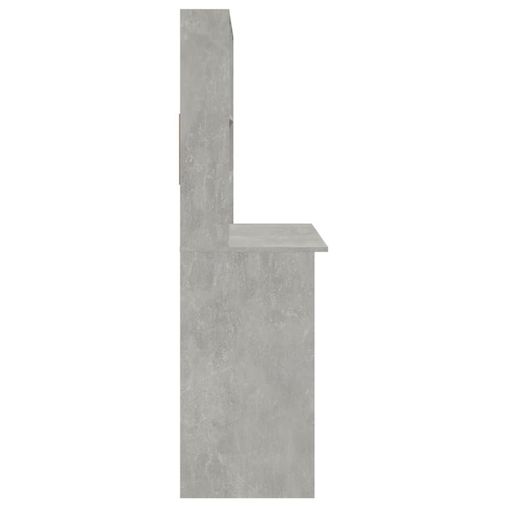 Desk with Shelf Concrete Grey 102x45x148 cm Engineered Wood