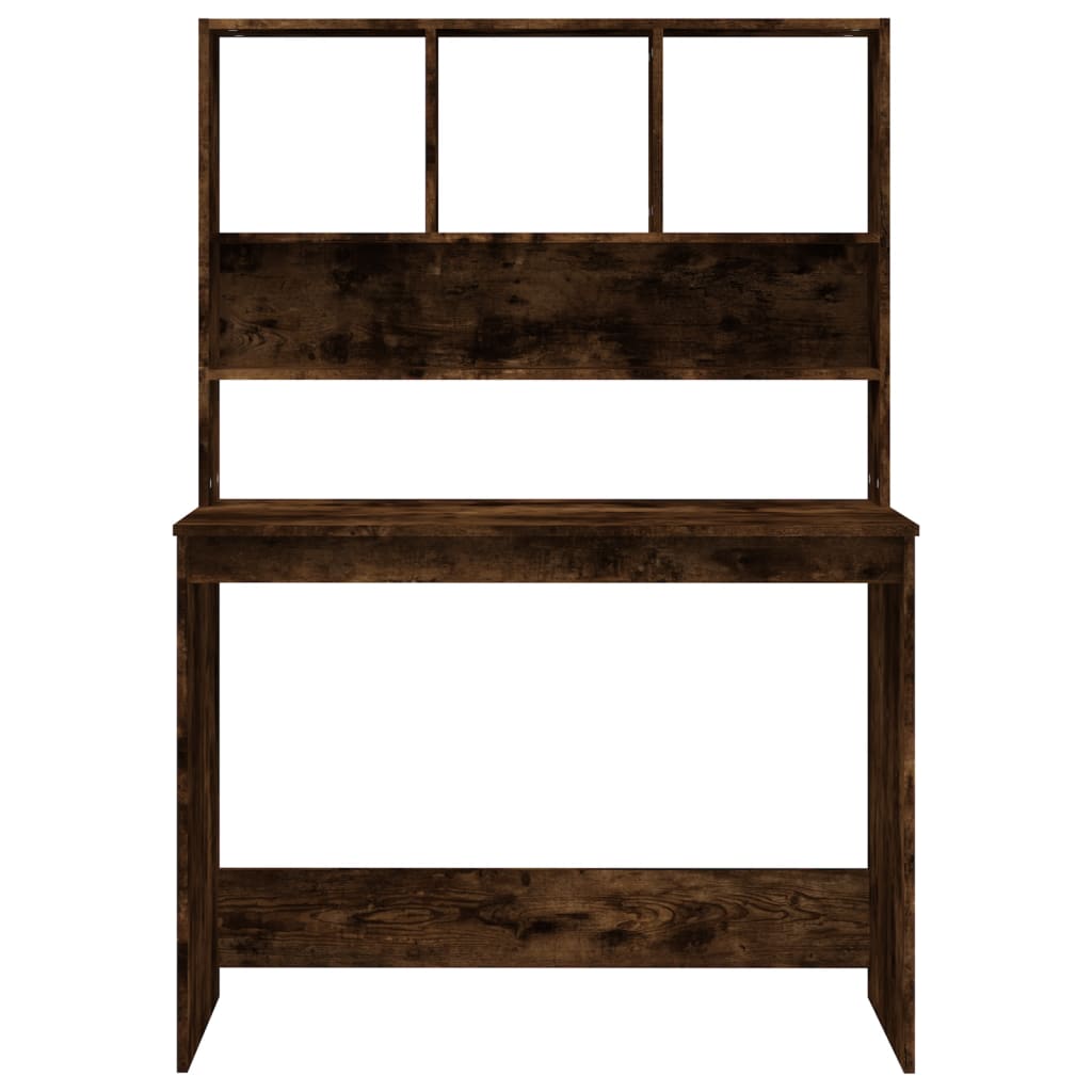Desk with Shelf Smoked Oak 102x45x148 cm Wood Material