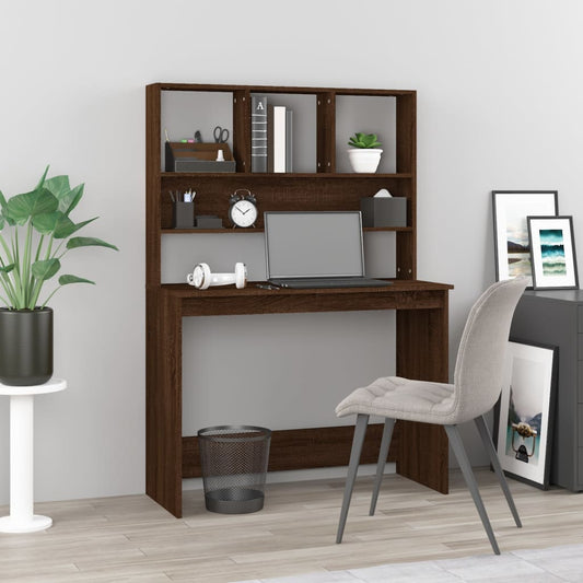Bureau avec étagère Chêne marron 102x45x148 cm Bois d'ingénierie