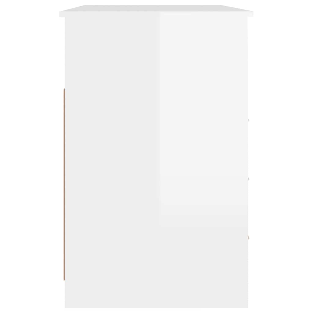 Schreibtisch mit Schubladen Hochglanz-Weiß 102x50x76 cm