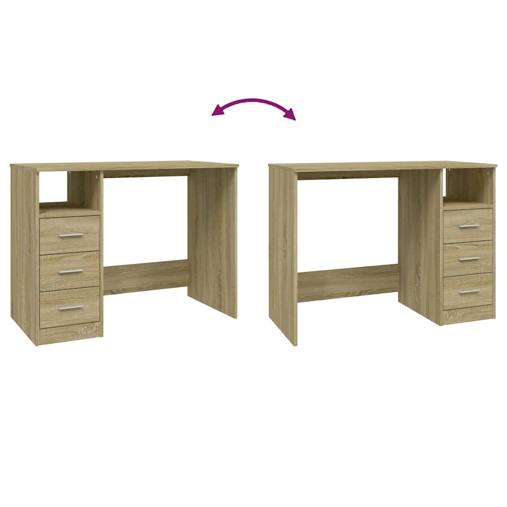Bureau avec tiroirs chêne Sonoma 102x50x76 cm