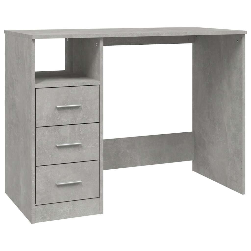 Desk with drawers concrete gray 102x50x76cm engineered wood