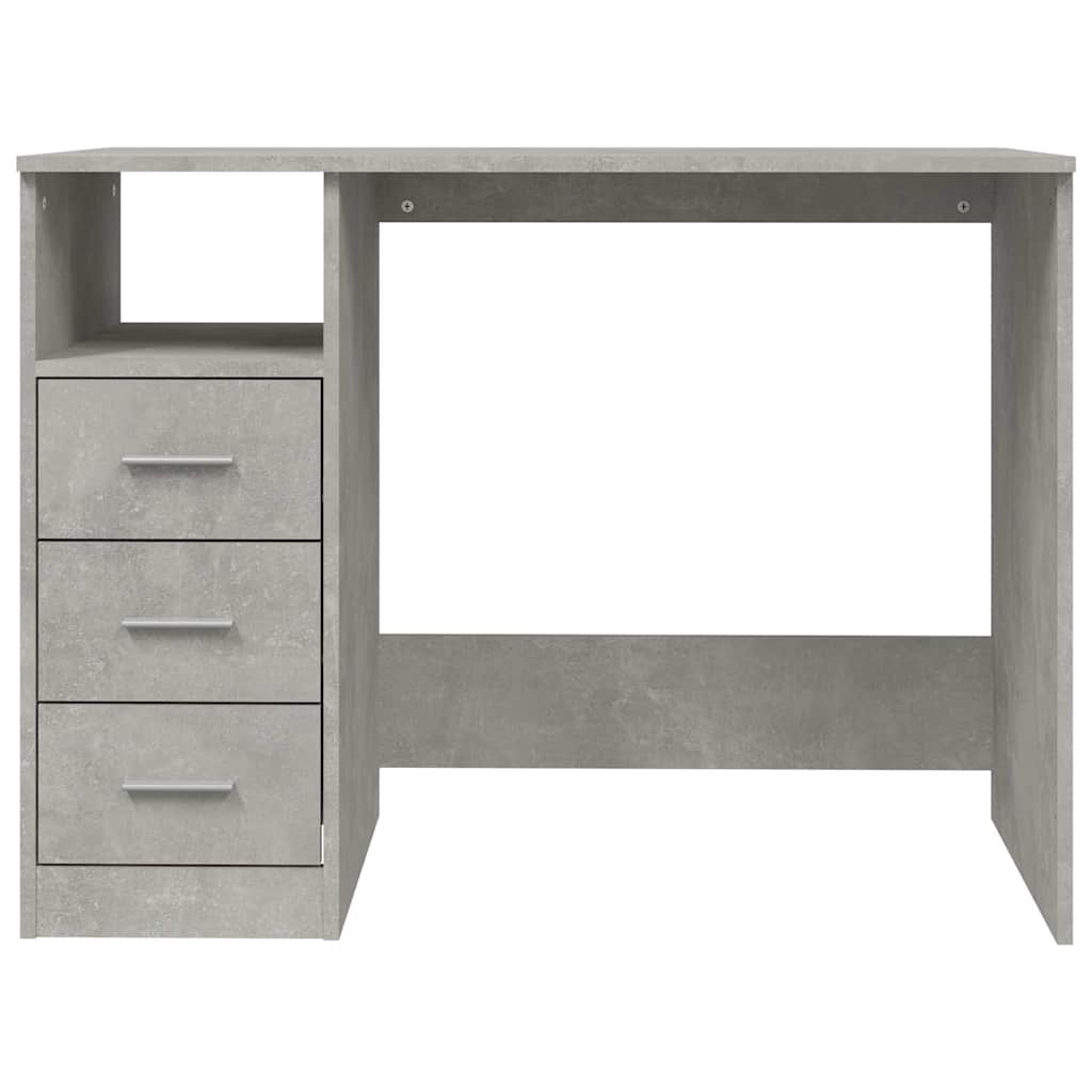 Desk with drawers concrete gray 102x50x76cm engineered wood