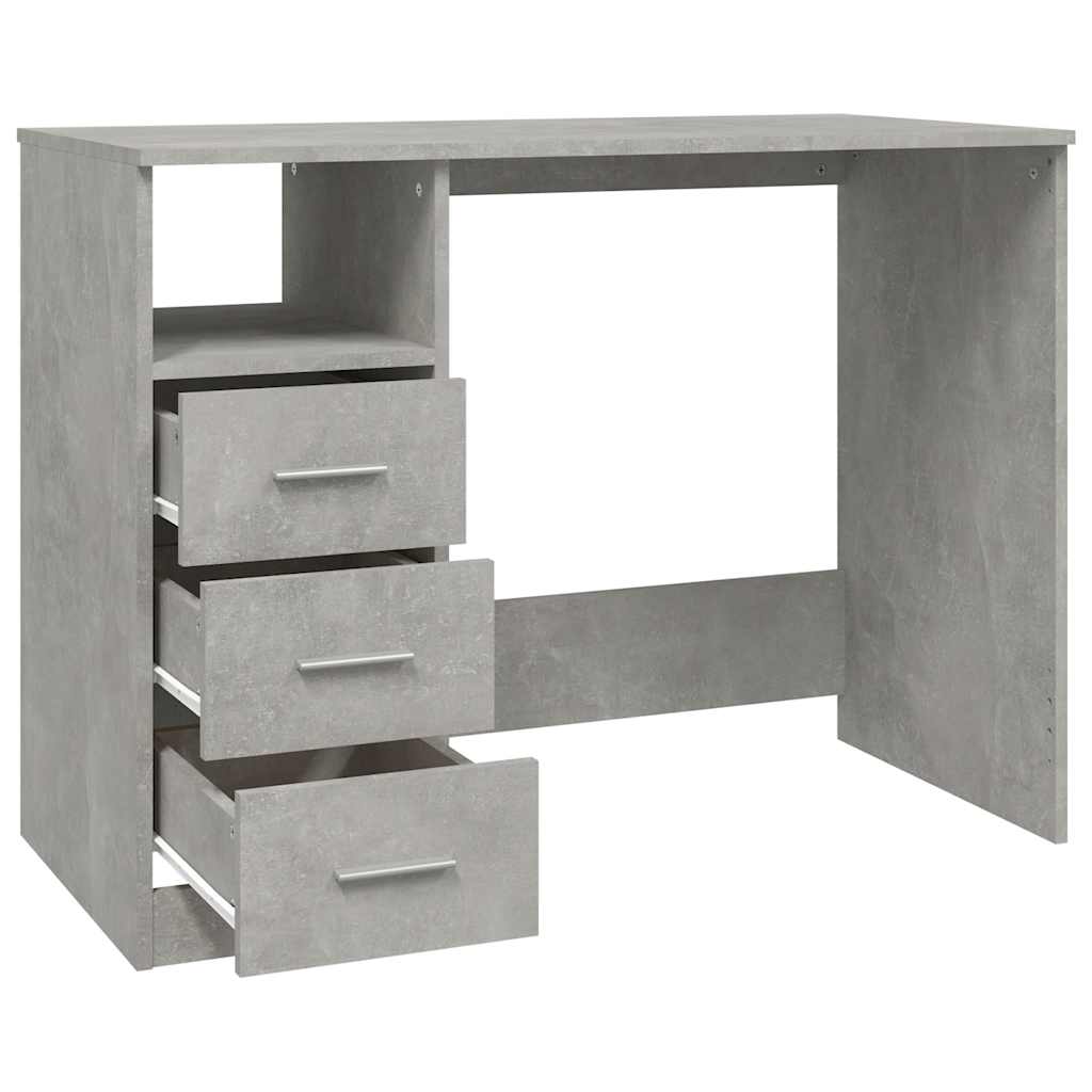 Desk with drawers concrete gray 102x50x76cm engineered wood
