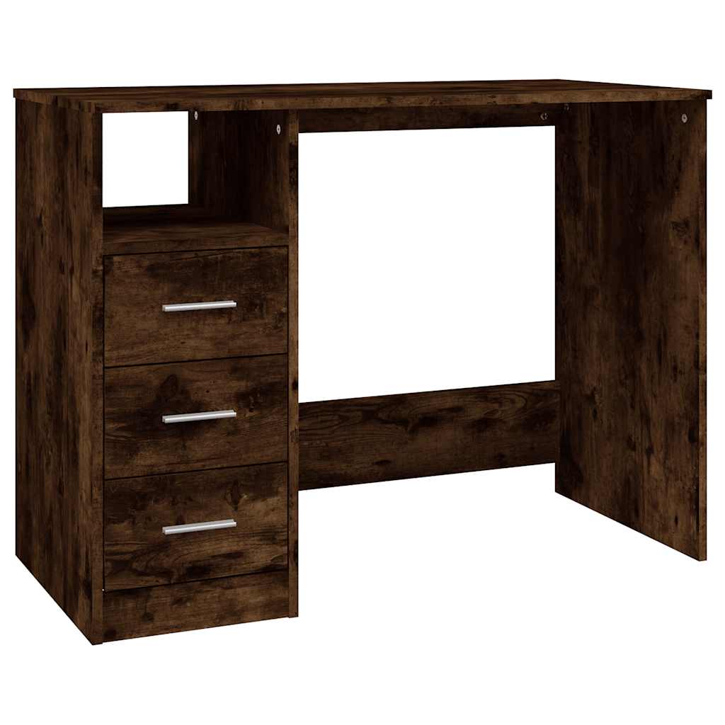 Desk with Drawers Smoked Oak 102x50x76 cm