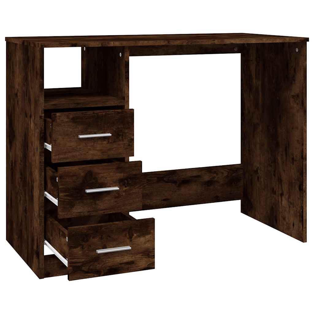Desk with Drawers Smoked Oak 102x50x76 cm