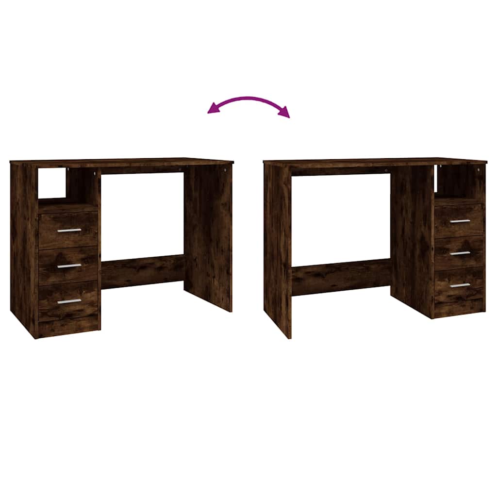 Desk with Drawers Smoked Oak 102x50x76 cm