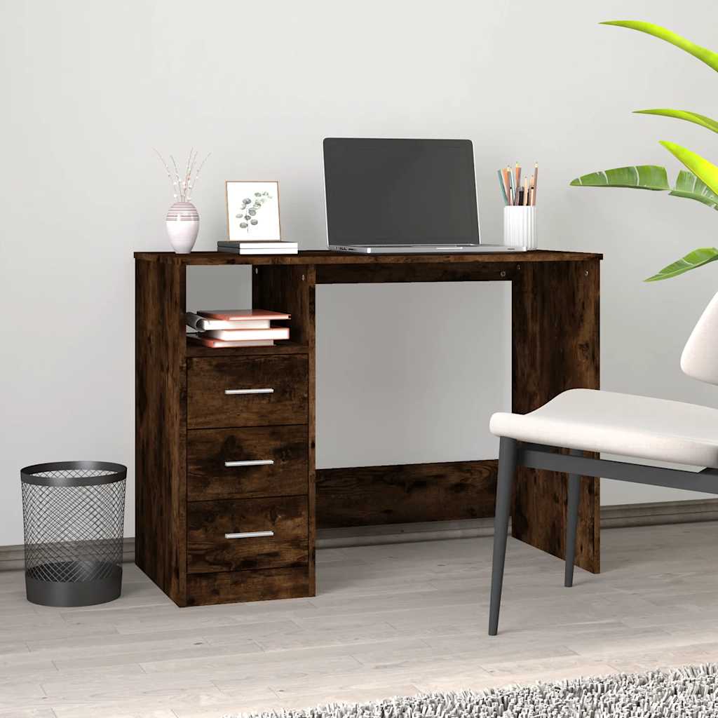Desk with Drawers Smoked Oak 102x50x76 cm