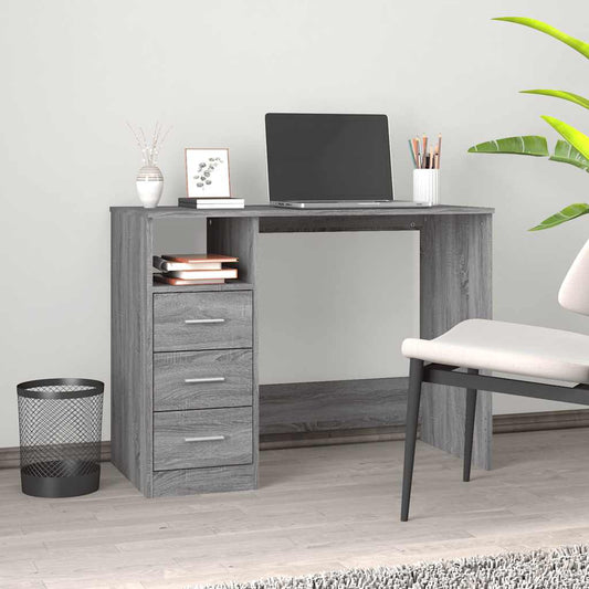 Bureau avec tiroirs Gris Sonoma 102x50x76 cm