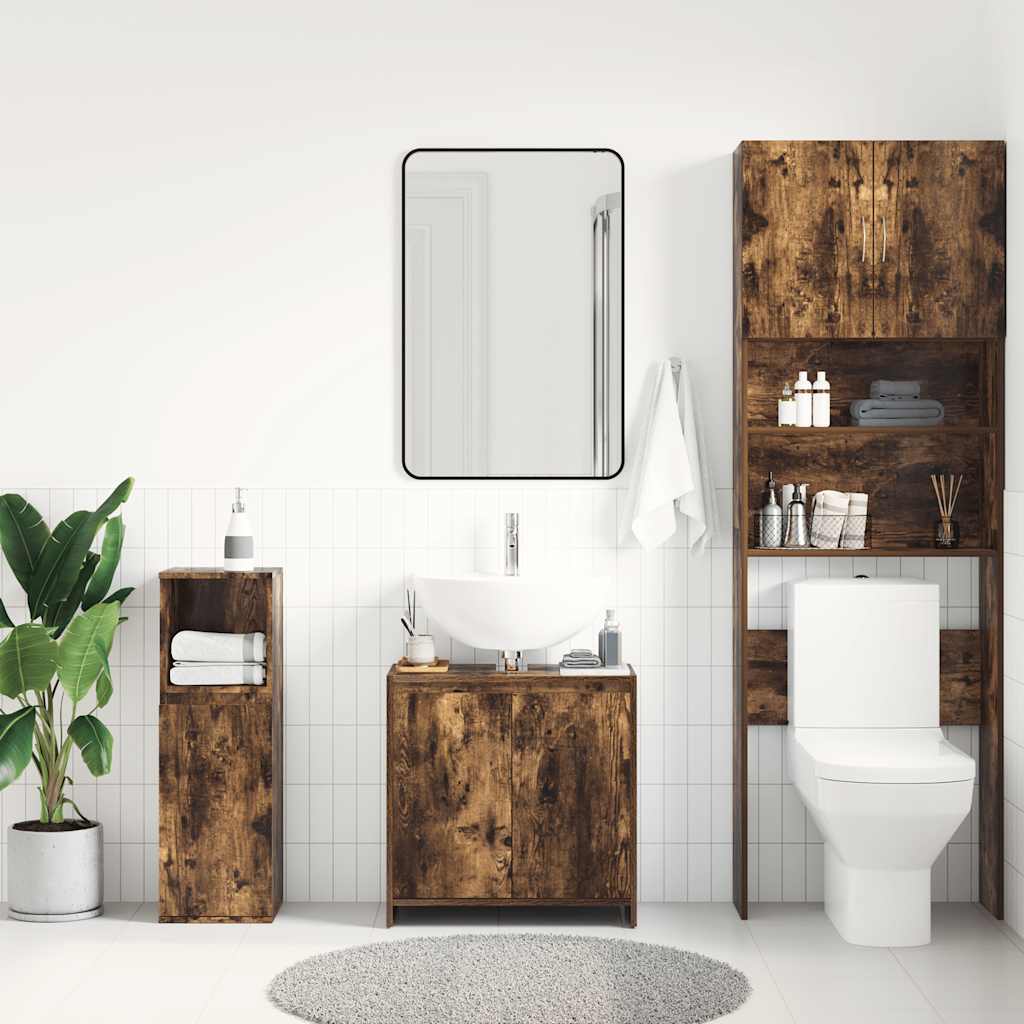 Badschrank Räuchereiche 60x33x61 cm Holzwerkstoff