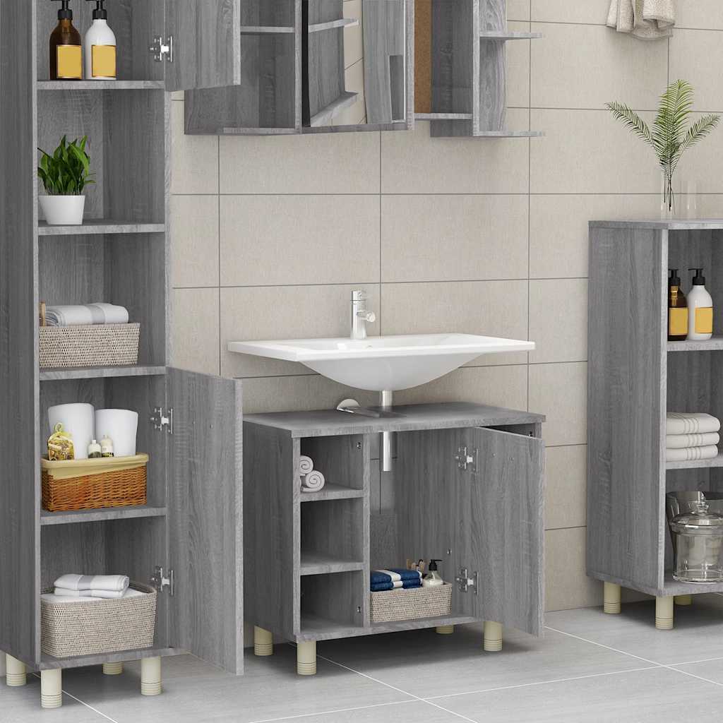 Badschrank Grau Sonoma 60x32x53,5 cm Holzwerkstoff