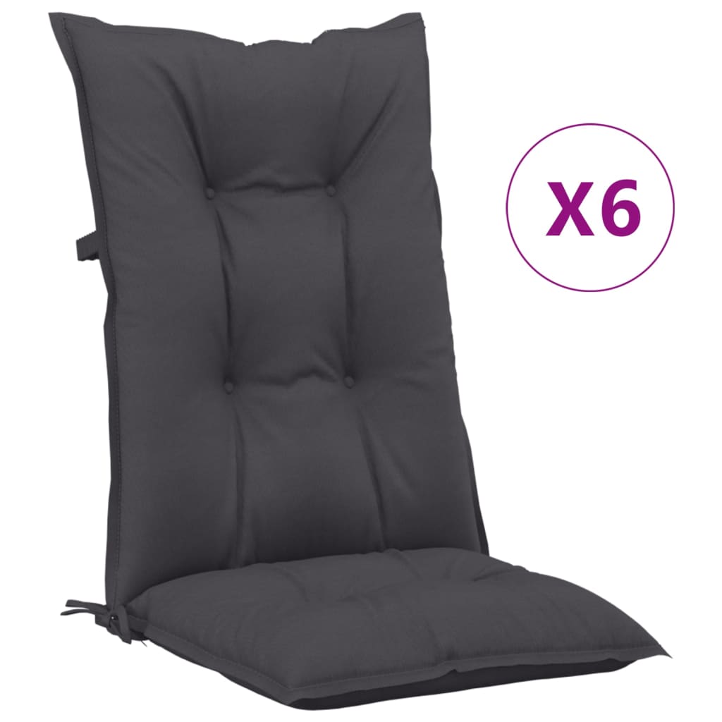 Garden Chair Cushions for High-Back Chairs, 6 pcs, Anthracite, 120x50x7 cm