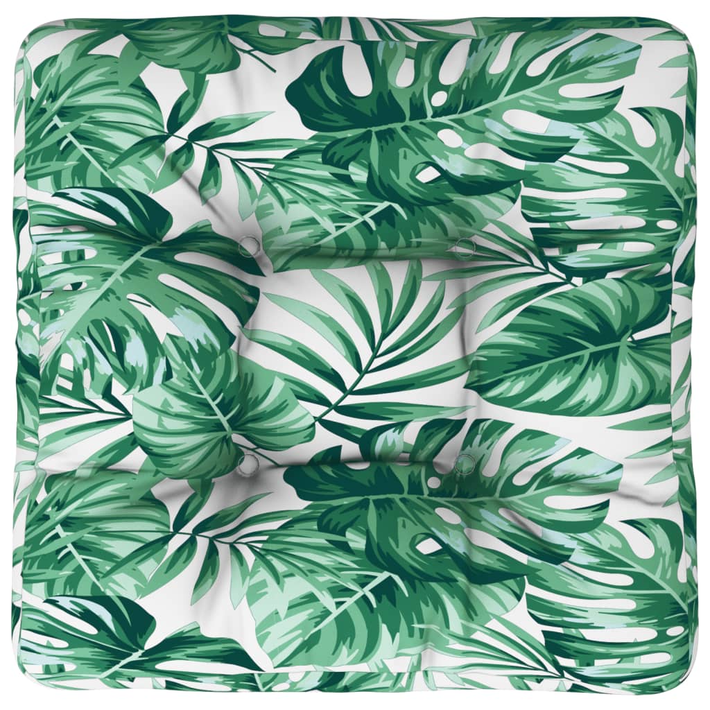 Coussin de palette motif feuilles 50x50x12 cm Tissu