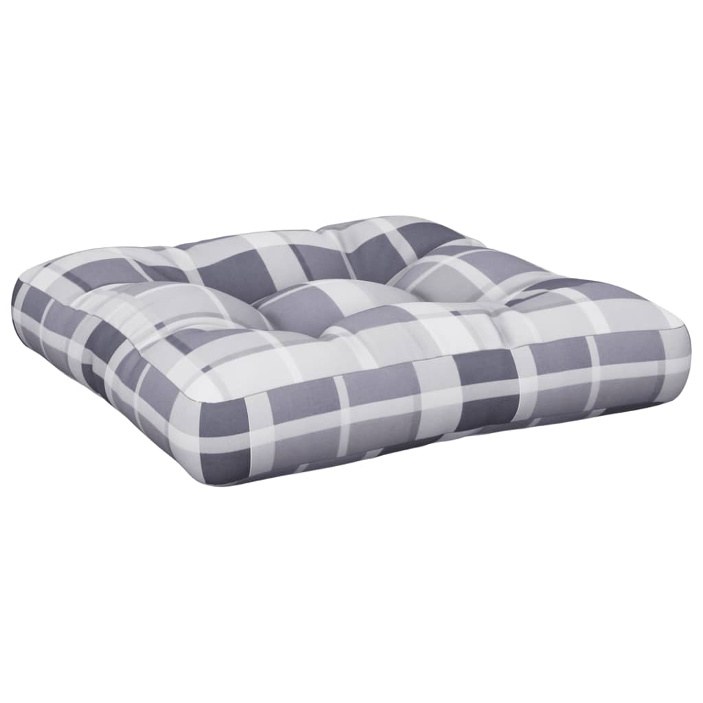 Coussin de palette gris à carreaux 50x50x12 cm tissu