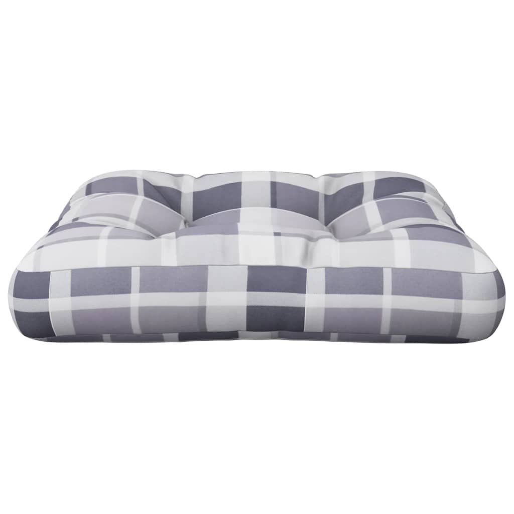 Coussin de palette gris à carreaux 50x50x12 cm tissu