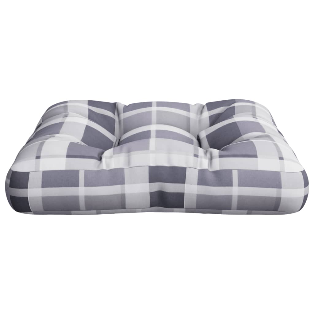 Coussin de palette gris à carreaux 50x50x12 cm tissu