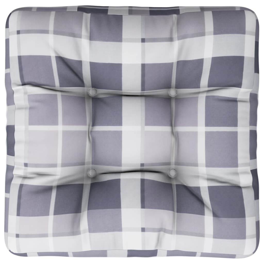 Coussin de palette gris à carreaux 50x50x12 cm tissu