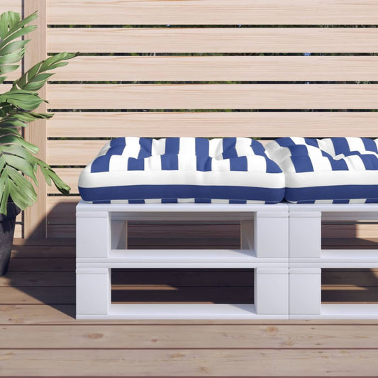 Pallet Cushion Blue White Striped 50x50x12 cm Fabric