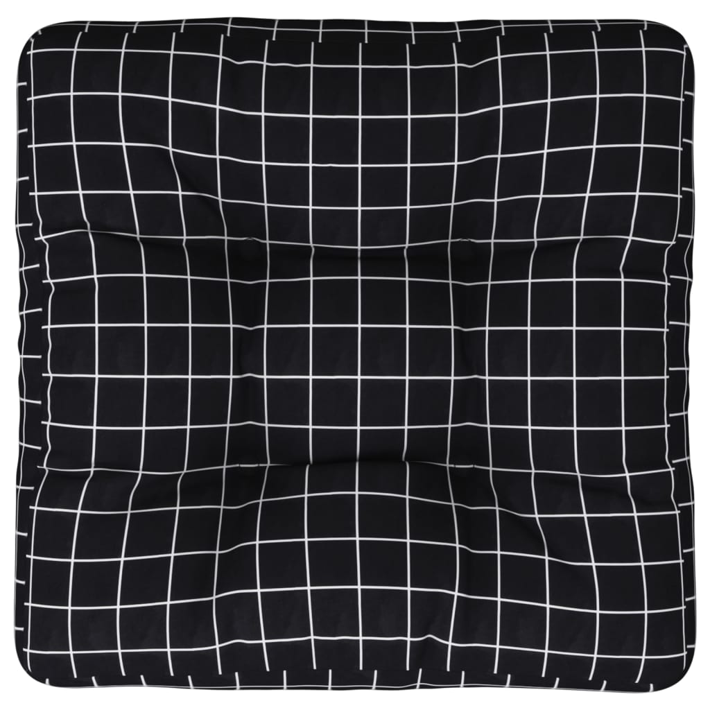 Pallet Cushion Black Plaid Pattern 50x50x12 cm Fabric