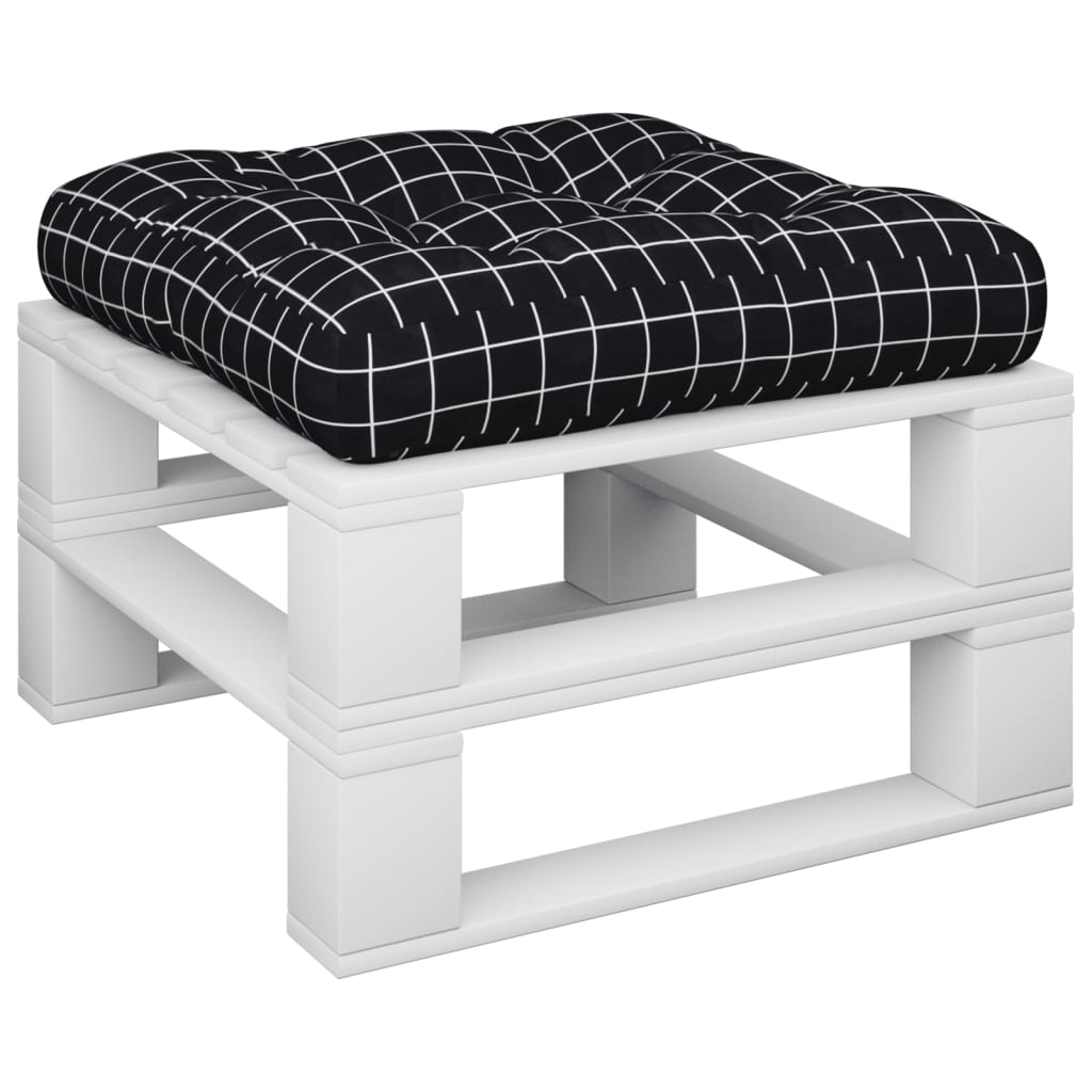 Pallet Cushion Black Plaid Pattern 50x50x12 cm Fabric