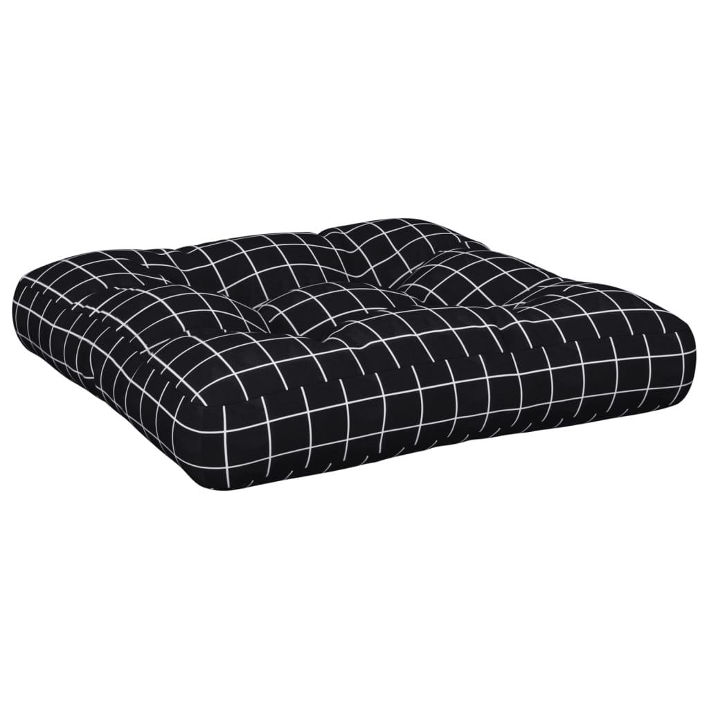 Pallet Cushion Black Plaid Pattern 50x50x12 cm Fabric