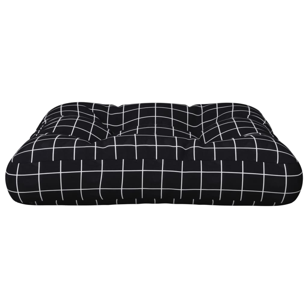 Pallet Cushion Black Plaid Pattern 50x50x12 cm Fabric