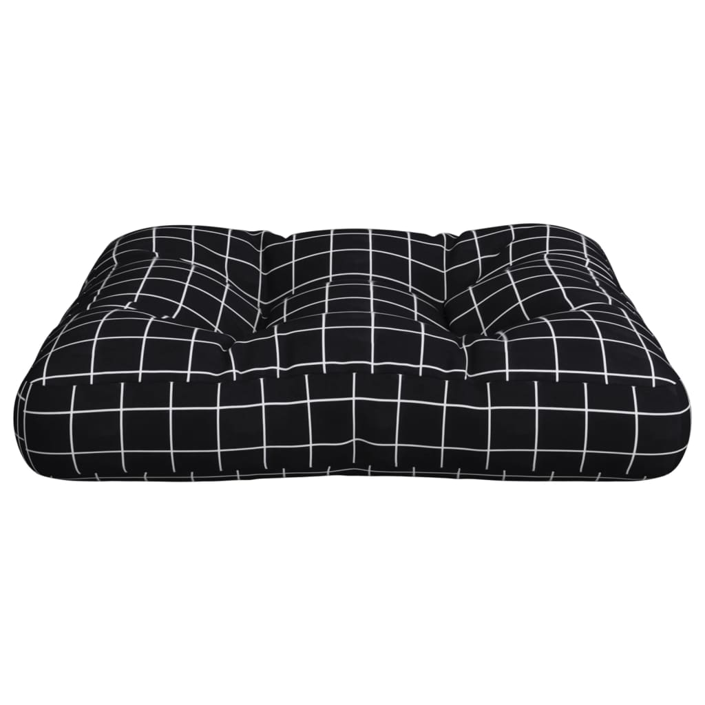 Pallet Cushion Black Plaid Pattern 50x50x12 cm Fabric