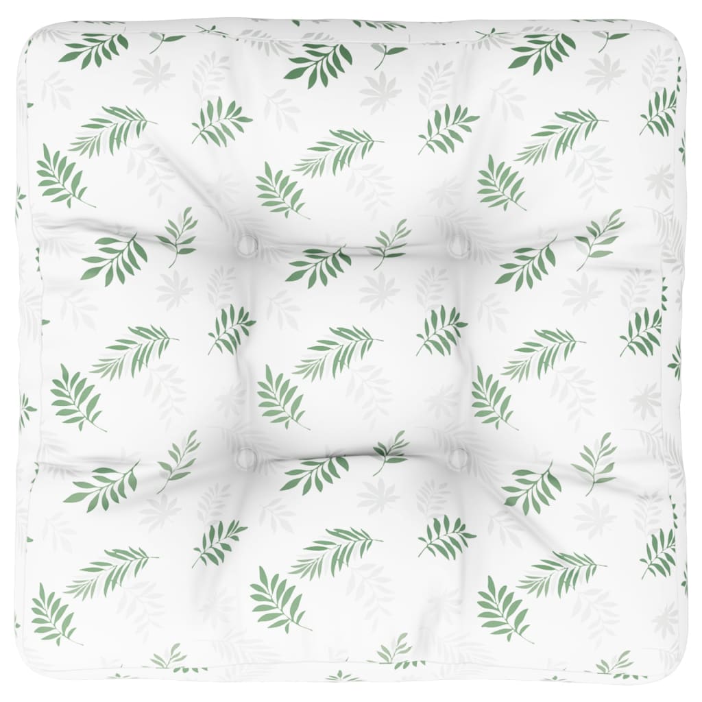 Coussin de palette motif feuilles 50x50x12 cm Tissu