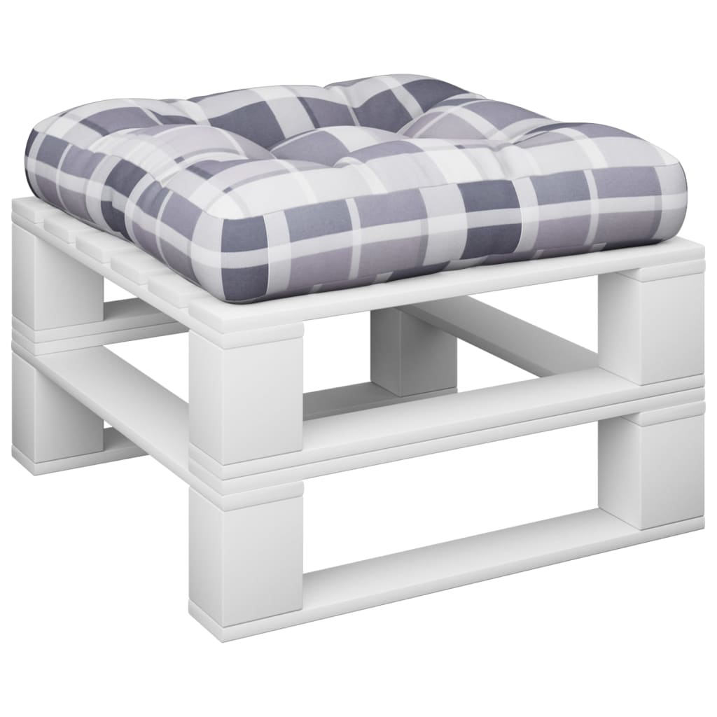 Pallet Cushion Grey Plaid Pattern 60x60x12 cm Fabric
