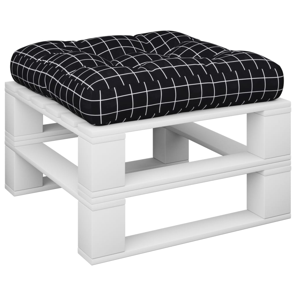 Pallet Cushion Black Plaid Pattern 60x60x12 cm Fabric