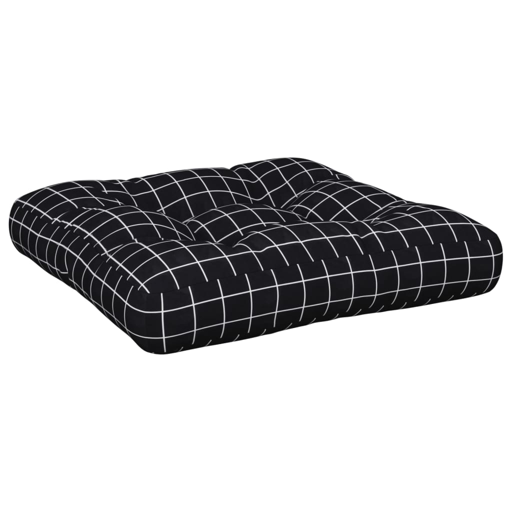 Pallet Cushion Black Plaid Pattern 60x60x12 cm Fabric