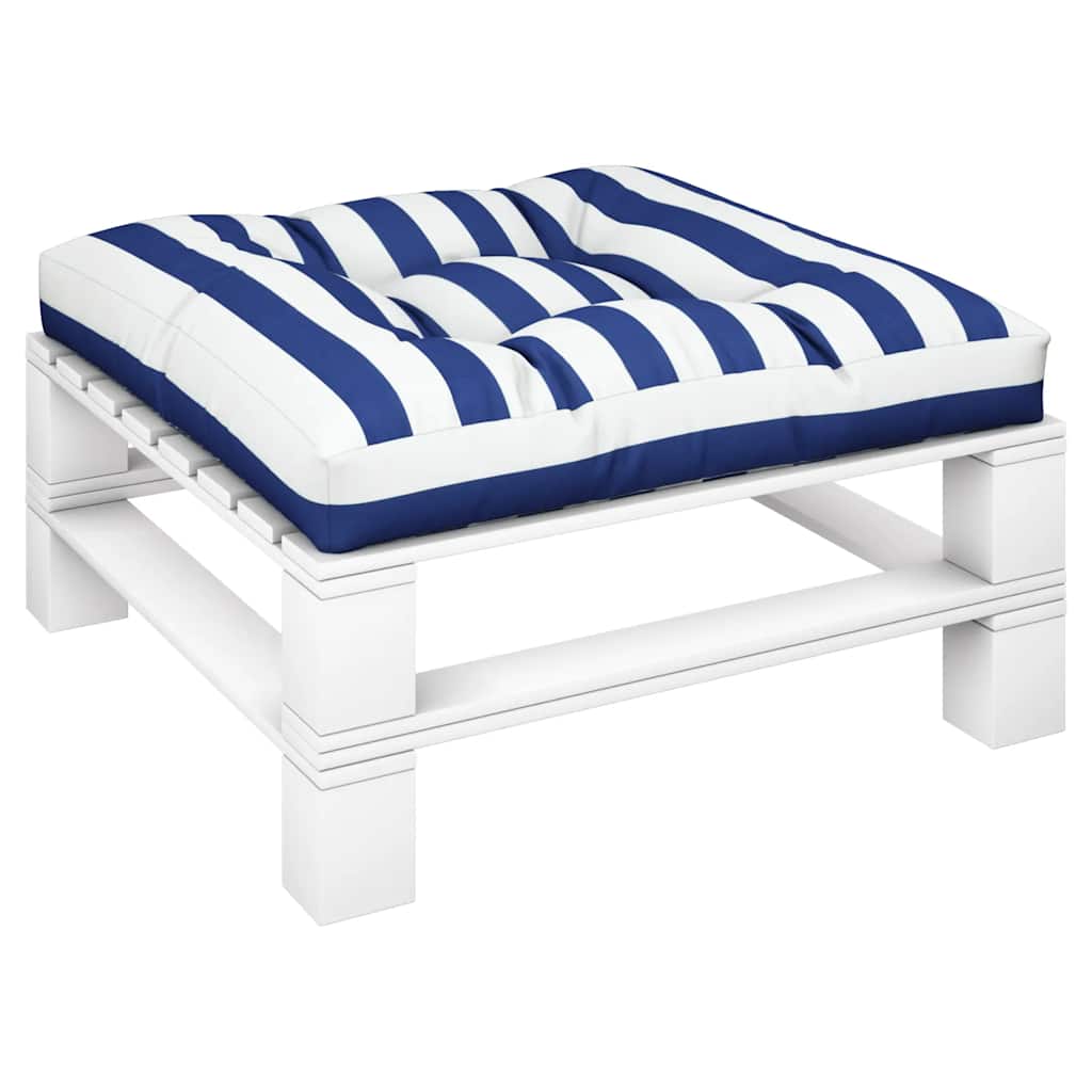 Coussin de palette bleu rayé blanc 80x80x12 cm Tissu