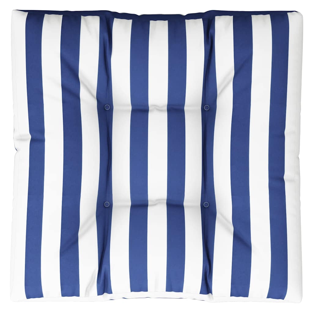 Coussin de palette bleu rayé blanc 80x80x12 cm Tissu