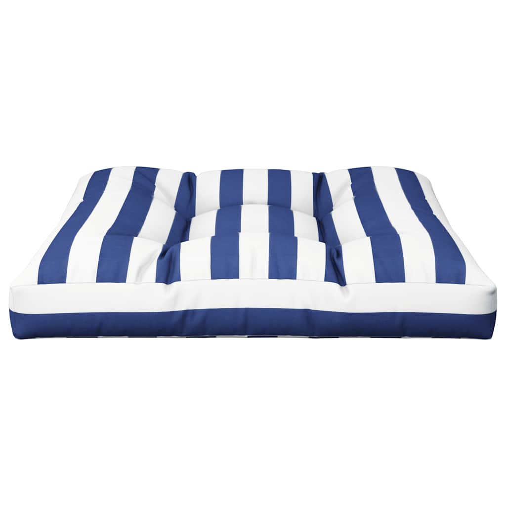 Coussin de palette bleu rayé blanc 80x80x12 cm Tissu
