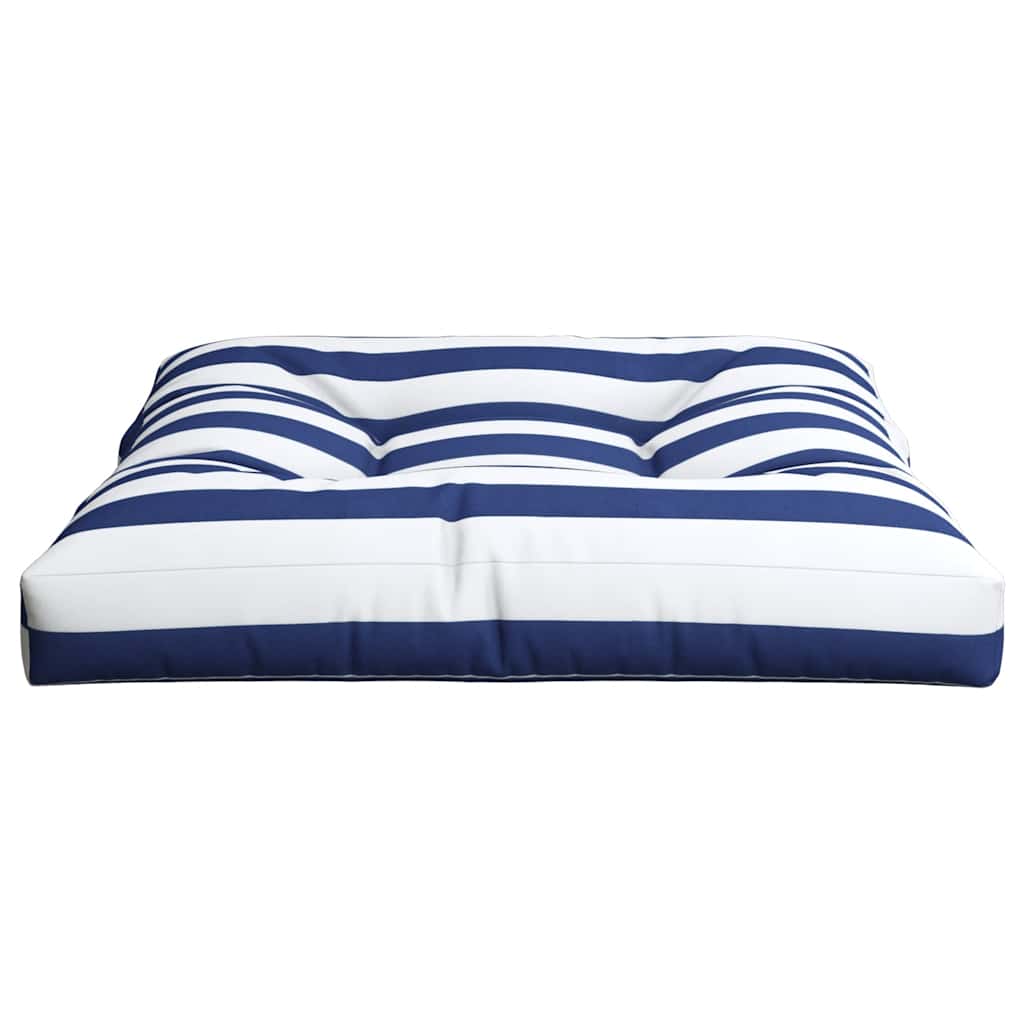 Coussin de palette bleu rayé blanc 80x80x12 cm Tissu