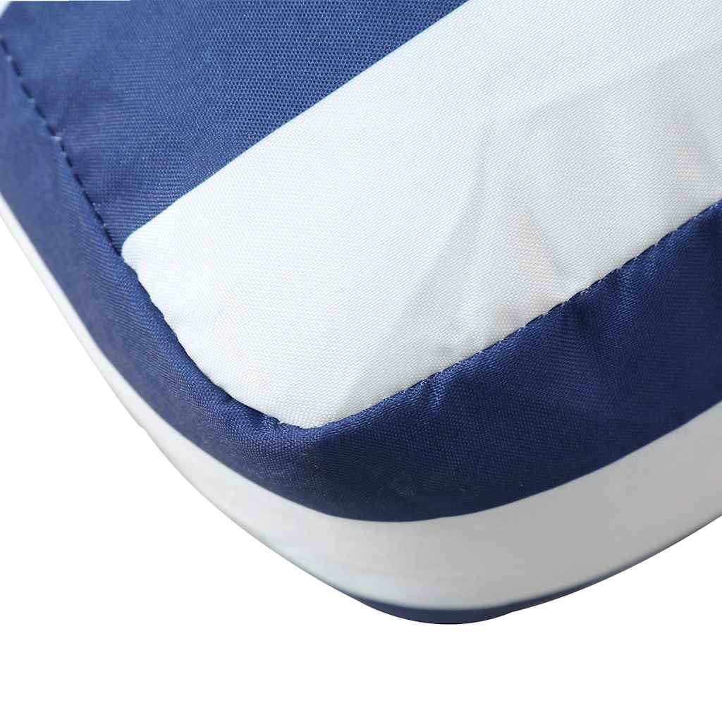 Coussin de palette bleu rayé blanc 80x80x12 cm Tissu