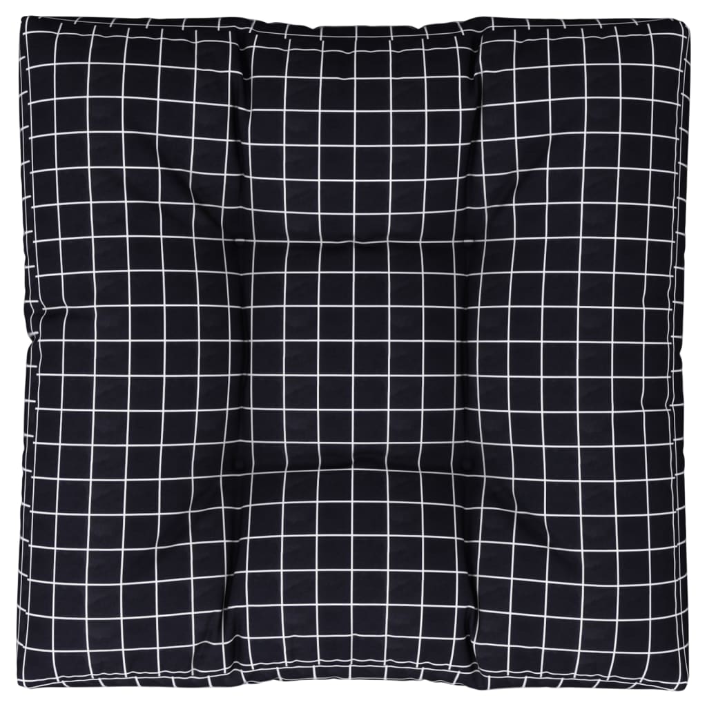 Black Plaid Pallet Cushion 80x80x12 cm Fabric
