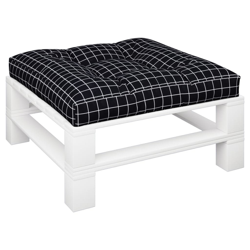 Black Plaid Pallet Cushion 80x80x12 cm Fabric