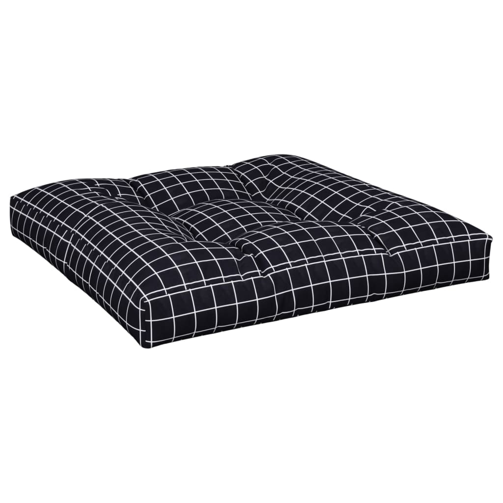 Black Plaid Pallet Cushion 80x80x12 cm Fabric