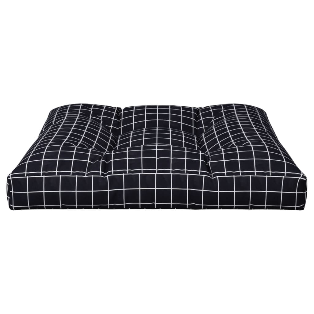 Black Plaid Pallet Cushion 80x80x12 cm Fabric
