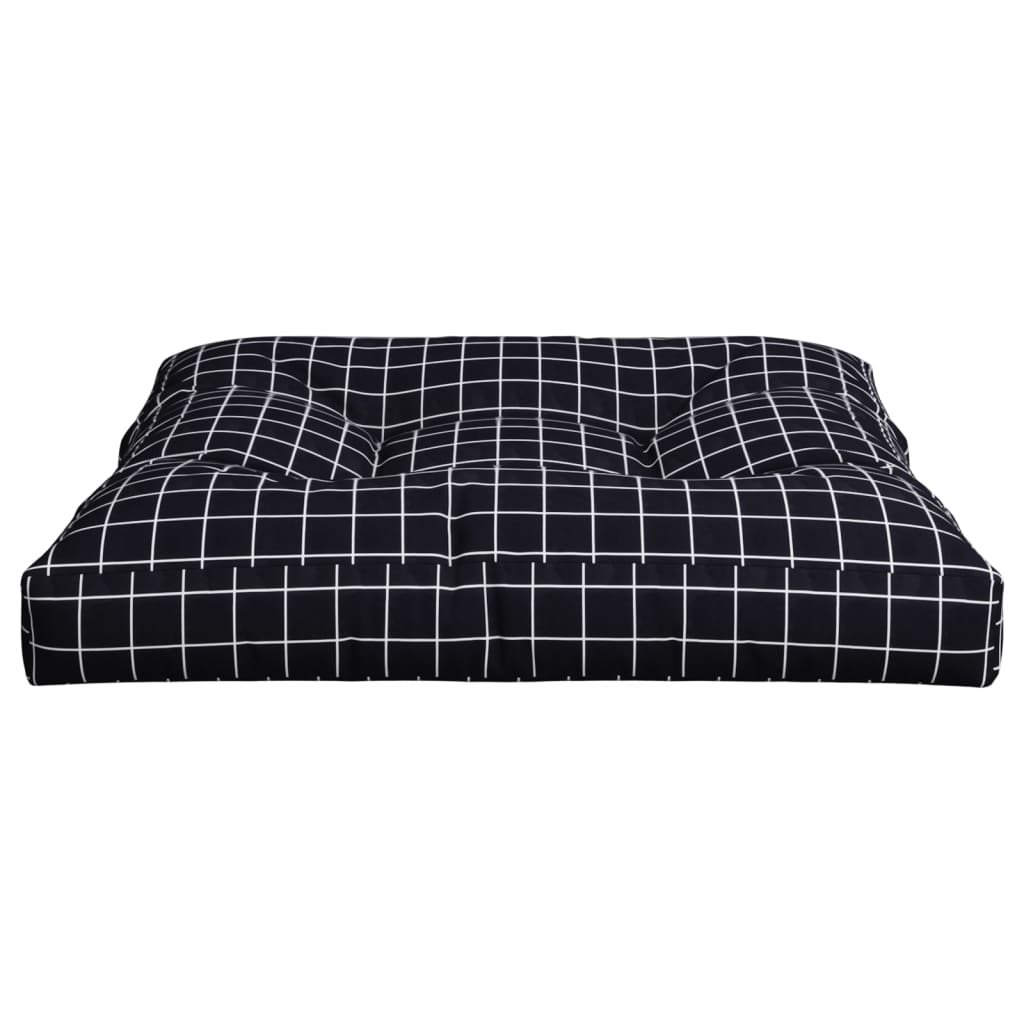 Black Plaid Pallet Cushion 80x80x12 cm Fabric