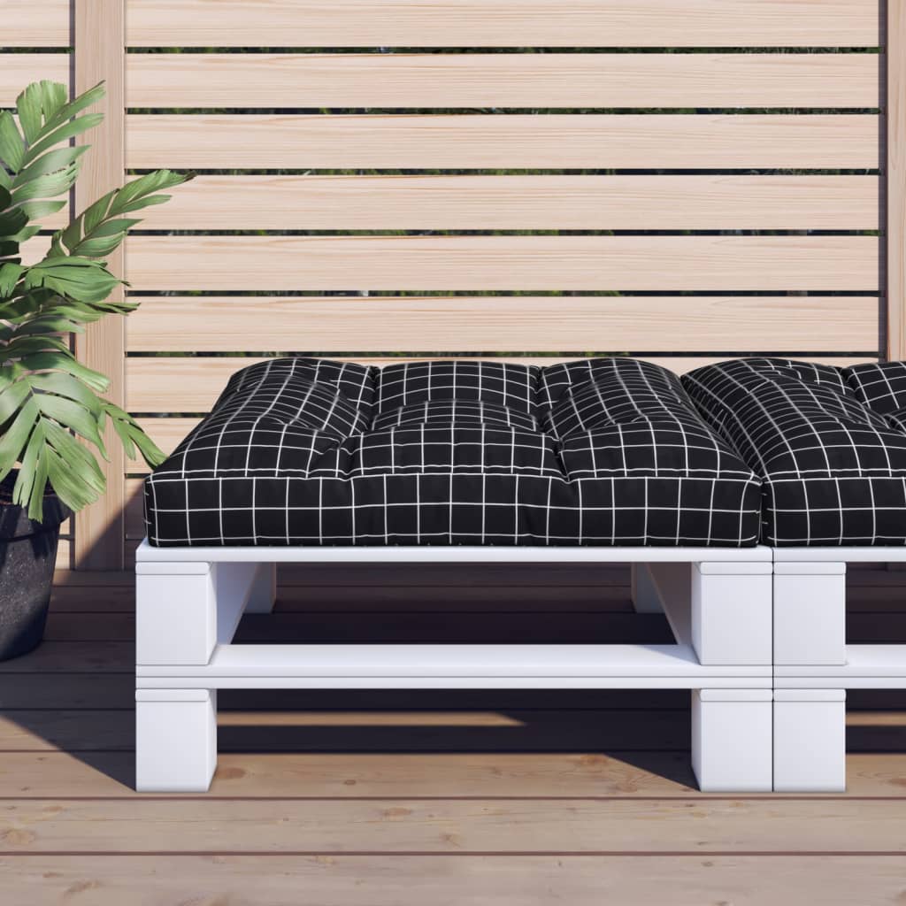 Black Plaid Pallet Cushion 80x80x12 cm Fabric