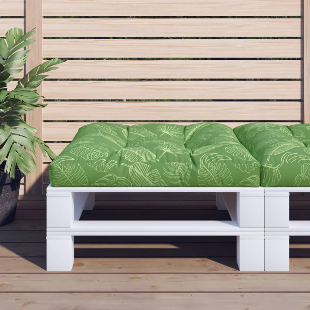 Pallet cushion leaf pattern 80x80x12 cm fabric