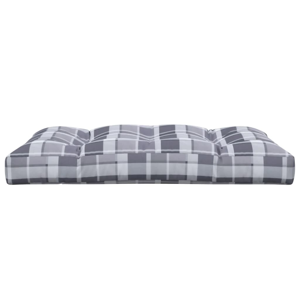 Palettenkissen Grau Karomuster 120x80x12 cm Stoff